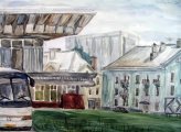 Луговцева Ирина 14лет, "Автовокзал", бумага, акварель, А3